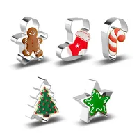 5Pcs/set Christmas Cookie Cutter Gingerbread Xmas Tree Mold Christmas Cake Decoration Tool  Gift DIY Baking Biscuit Mould