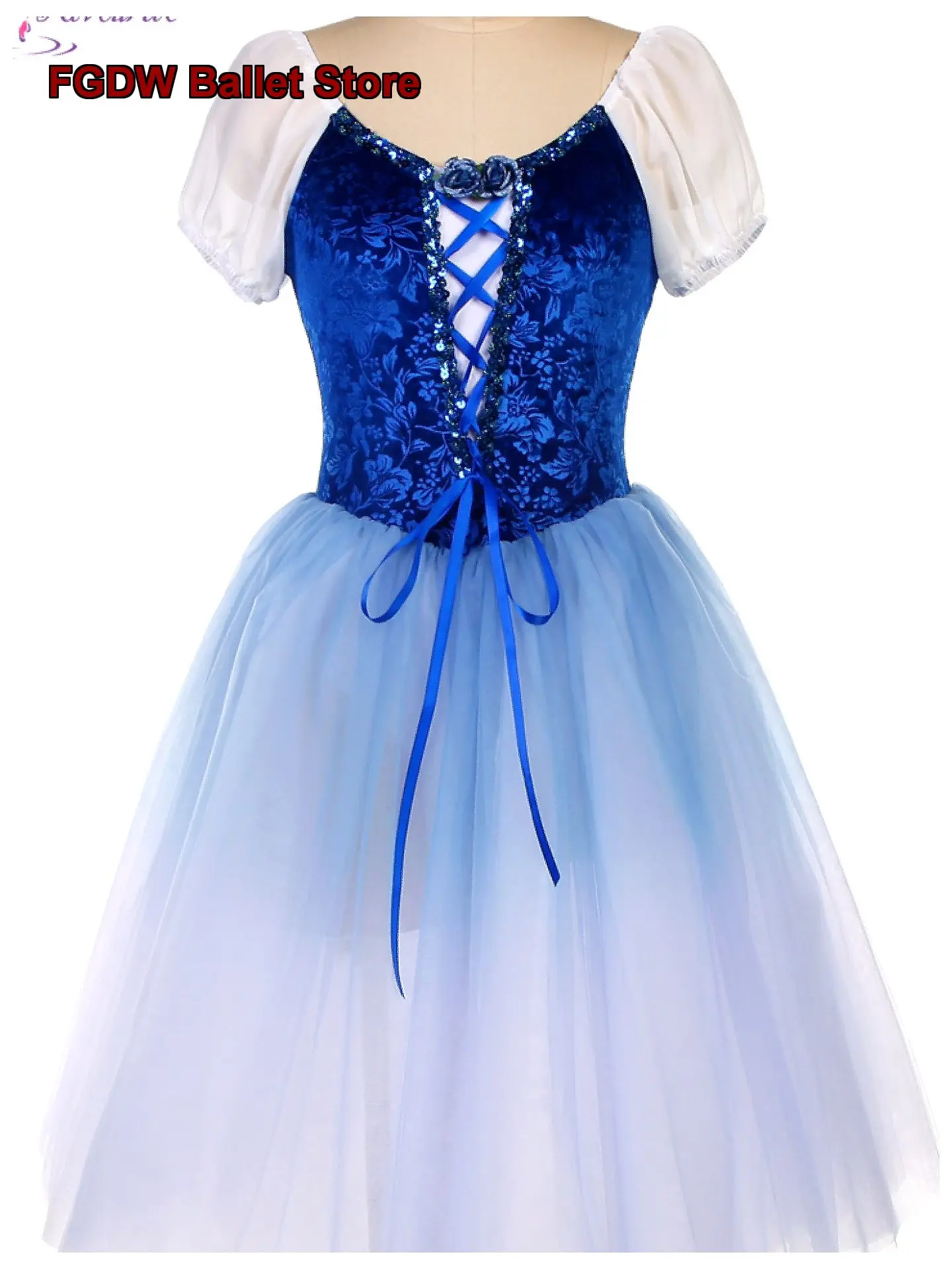 Giselle Children's Dance Performance Gradient Royal Blue Skirt Adult Professional Competition Kids