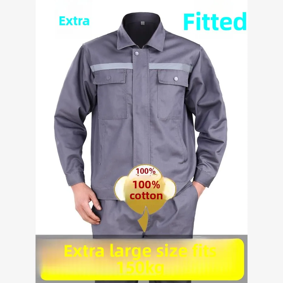 

Extra Large Size Pure Cotton Work Uniform Set Men's Thickened Long Sleeve Welding Cotton Workwear Protective Clothing