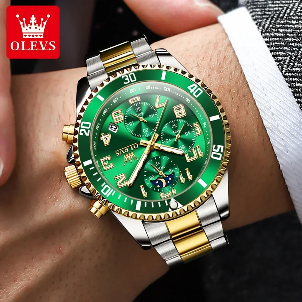 OLEVS NEW 2926 Chronograph Watches For Men New Fashion Brand Luxury Quartz Watch Three Small Dial Stainless steel Waterproof