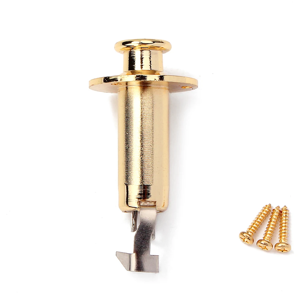 

Acoustic Guitar Jack Socket Replacement 1 4 Stereo Mono Endpin Cylinder Output Gold Color For Instruments