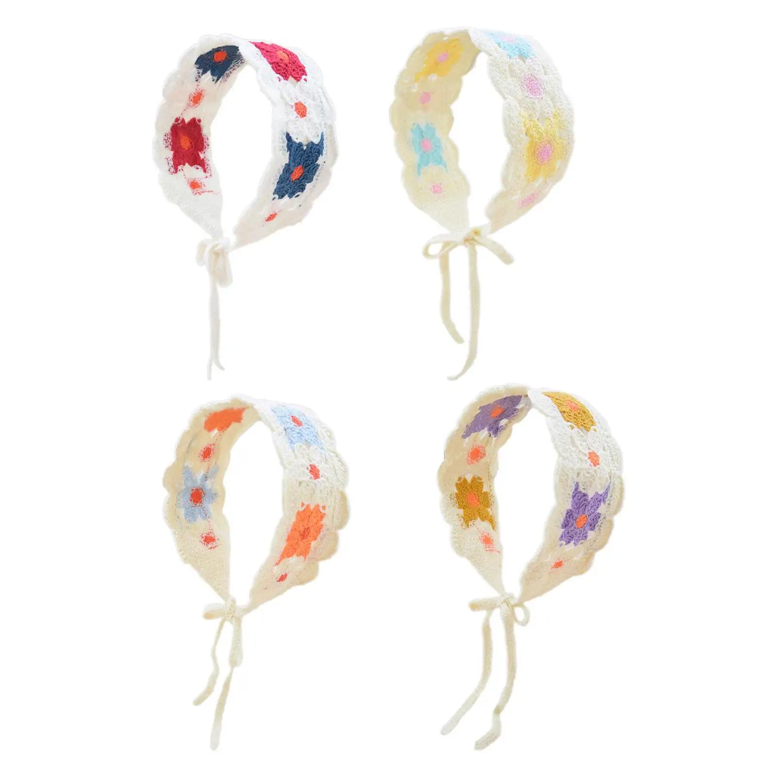 

Women Crochet Bandana Stylish Lightweight Handmade Soft Decoration Knitted Hair Scarf Head Kerchief Hair Accessories Photo Props