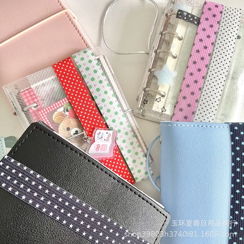 Japan Retro Polka Dot Elastic Band for M5 Loose-leaf Notebook Journal Scrapbook Card Collection Book Anti-bursting Fixing Rope