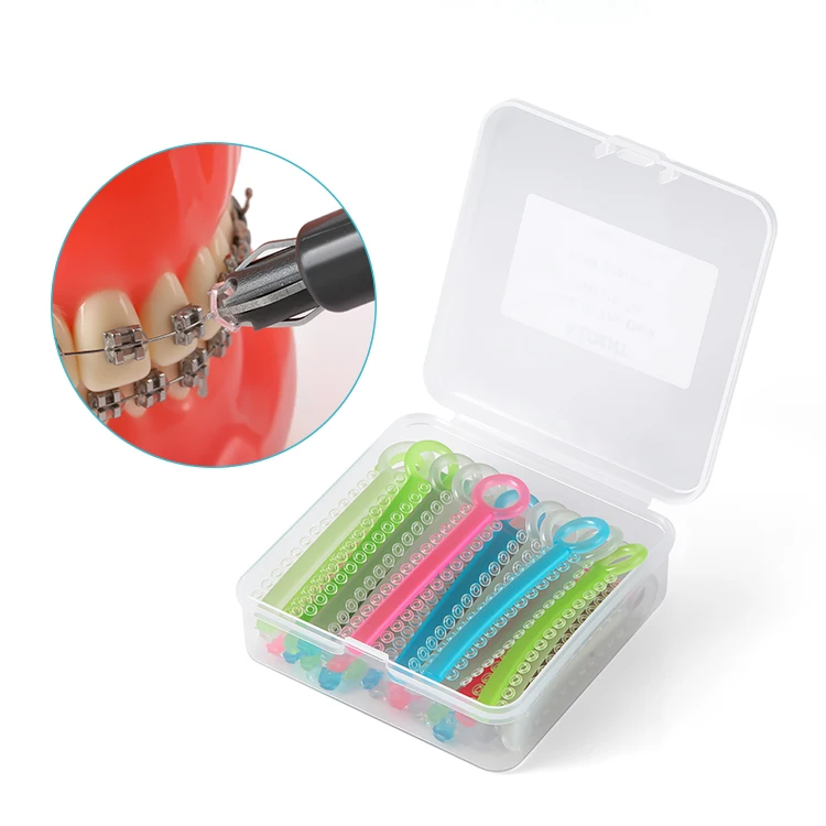 AZDENT Kieferorthopädische Ligaturbinder, leuchtend, 1040 Stück/Packung, zahnärztliche Gummibänder, Gummimaterial, leuchtet im Dunkeln, gemischte Farben – Detail 5