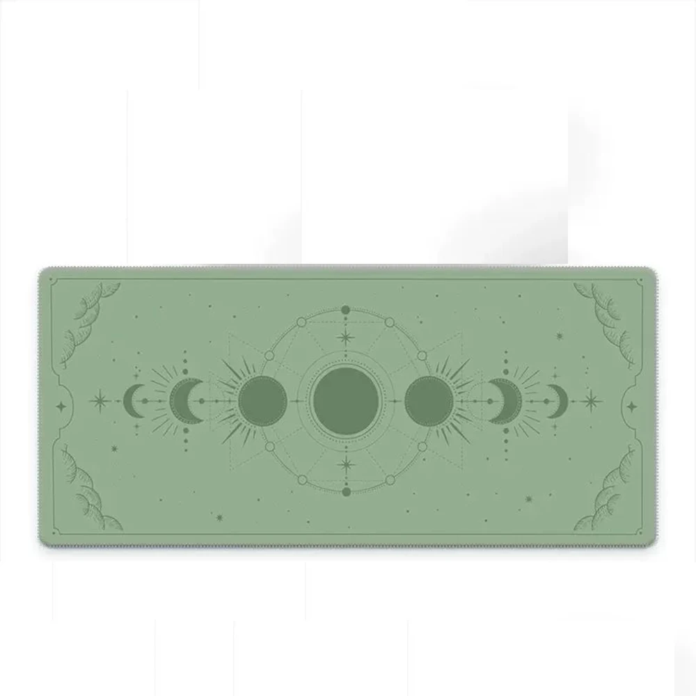 

Light Green Moon Magic Circle Pattern Game Mouse Pad Computer Keyboard Desk Mat Non-slip Base Suitable for Gamers and Office