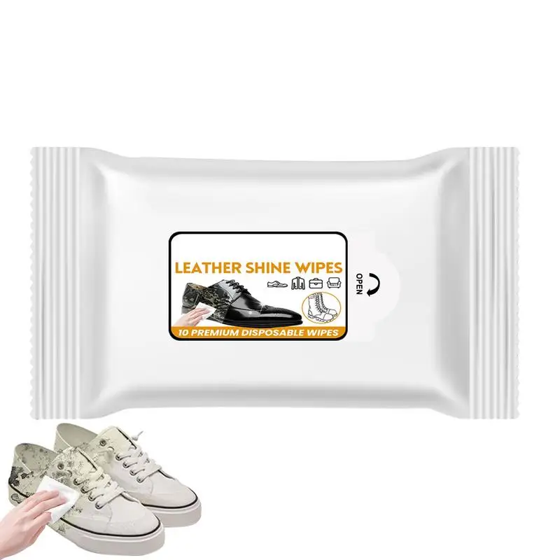 10pcs/pack Shoe Shine Wipes Leather Shoes Sports Shoes Purse Leather Sofa Multi-Purpose No-Wash Decontamination Cleaning Wipes