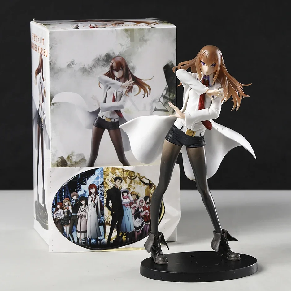 Steins Gate Makise Kurisu White Coat Style 1/7 Scale Figure PVC Model Doll Collectible Ornament Gifts Toy