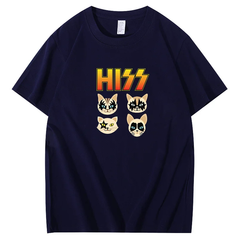 Funny Hiss Cats Rock Rockin T-Shirt Men Custom Tops T Shirt Cotton Top T-Shirts Summer Short Sleeve t-shirts Graphic T Shirts