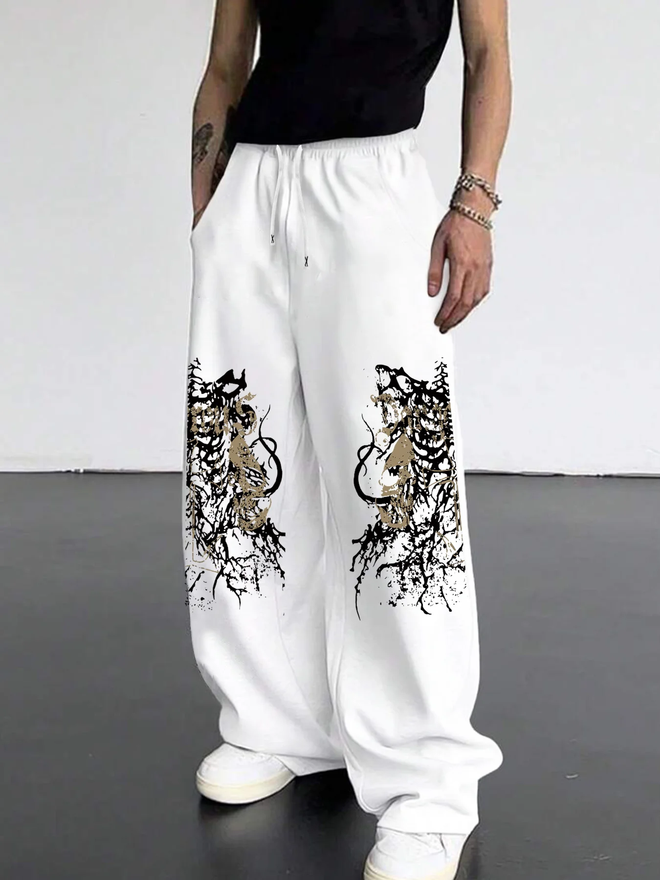 Dark Skeleton Men's Casual Sports Campus Running Pants Straight Leg Pants, Autumn New Unisex Style