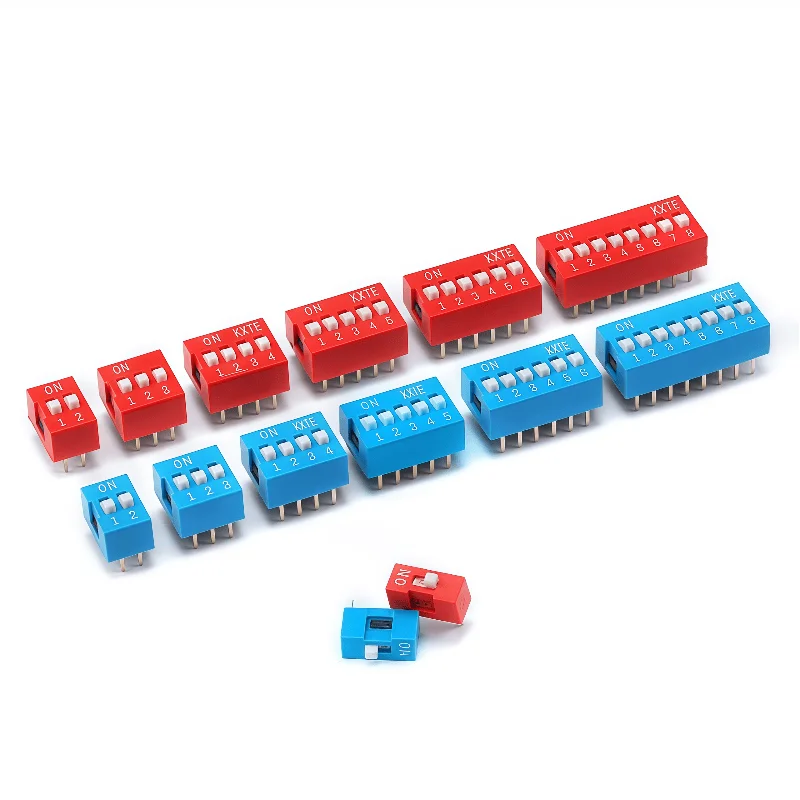 

10pcs/lot Toggle switch 1P 2 3 4 5 6 7 8 9 10 positions 2.54mm pin pitch Dip switch Red Blue