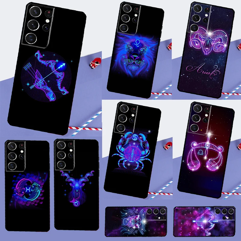 Funda de teléfono con signos del zodiaco para Samsung Galaxy S25 Ultra S9 S10 S20 S20 S21 S22 S23 Plus S24 FE