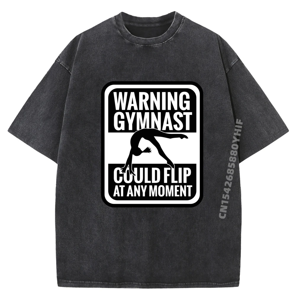 

Warning Gymnast Could Designer T Shirt Men Clothes Graphic T Shirt Mens Loose Washed Clothes Plus Size