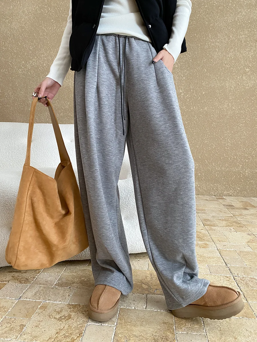 

Дизайнерские повседневные брюки на шнурке, женские эластичные широкие брюки с высокой талией, одежда в стиле минимализм, новинка зимы 2023 г.