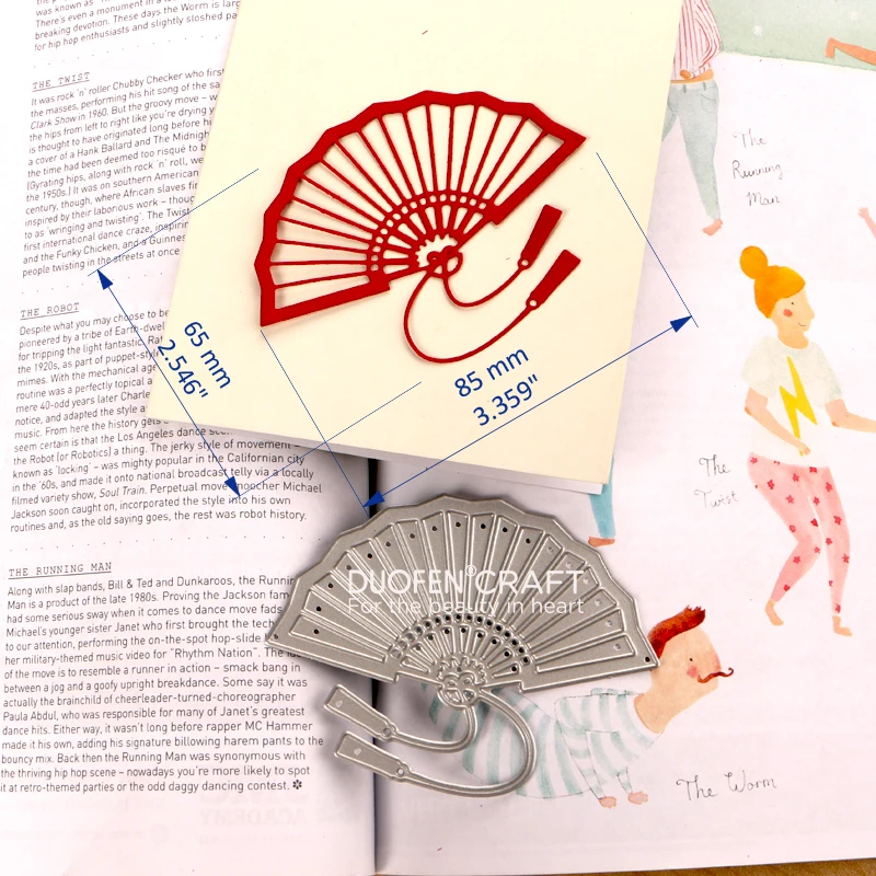 DUOFEN METAL CUTTING DIES Chinese new year Japanese  fan-shaped stencil DIY Scrapbook Paper Album 2022 new