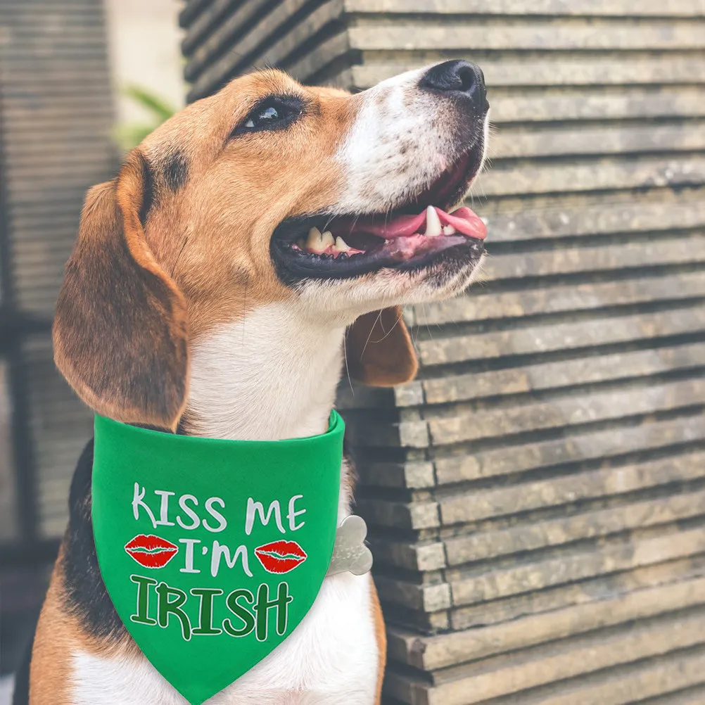 4Pcs Cotton Dog Scarf Bib Set St Patrick's Day Theme Festival Accessory for Dogs Wedding Christmas Photo Outfit