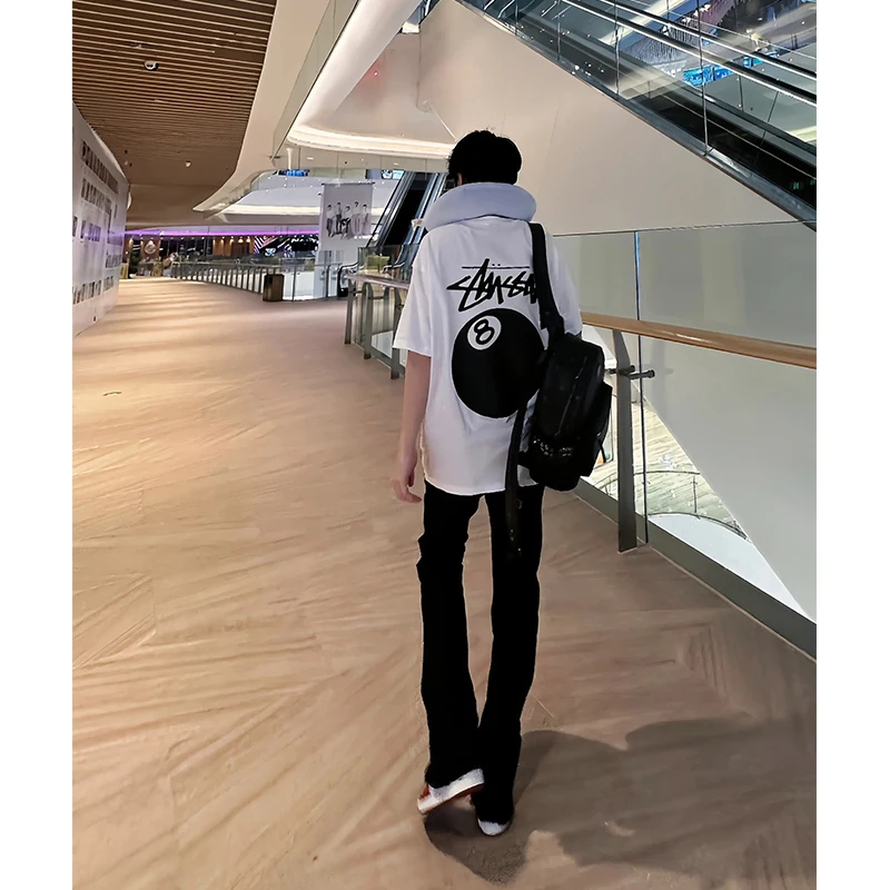 

Cleanfit Men's Summer High Street Elastic Flared Jeans Knife Cowboy Style Youthful Straight Leg Black Denim Jeans