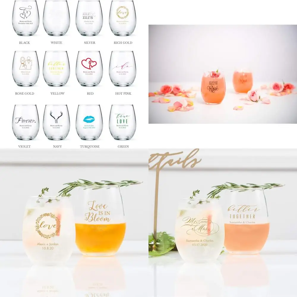 

Set of 12 - 9oz Small Stemless Wine Glasses for Personalized Use