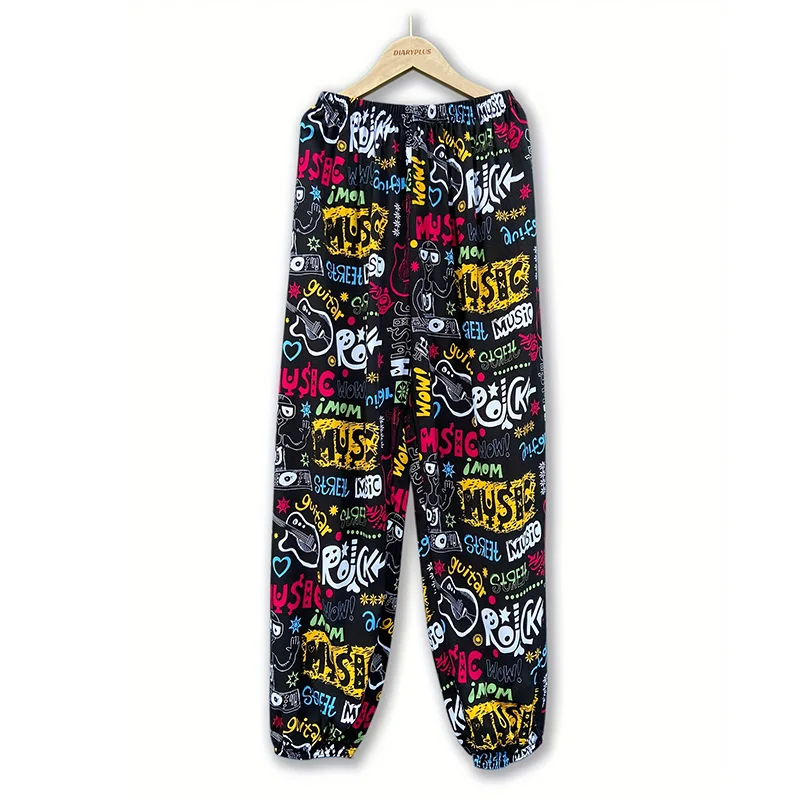 

Гитарные брюки, женские летние свободные и универсальные модные повседневные брюки, широкие спальные брюки, брюки-фонарики