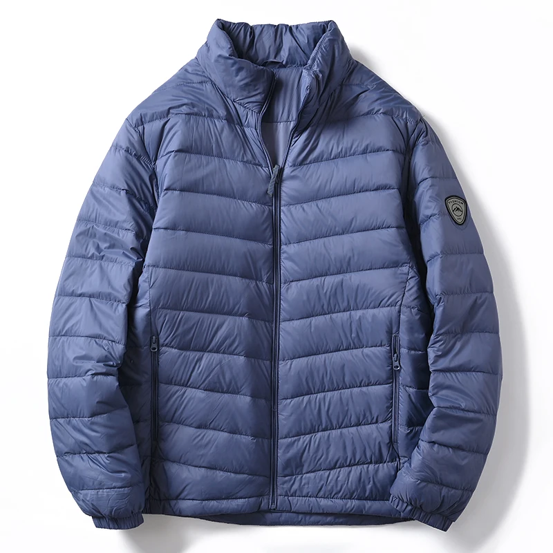 

Легкое водонепроницаемое теплое пуховое пальто с воротником-стойкой Jaet, мужское модное городское белое пуховое стеганое пальто обычной длины...