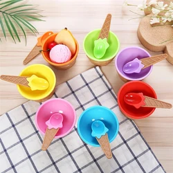 Candy Color Ice Cream Bowls Spoons Sets Reusable Bowls&spoon Wonderful Gift For Children Dessert Ice Cream Bowls Ice Cream Cup