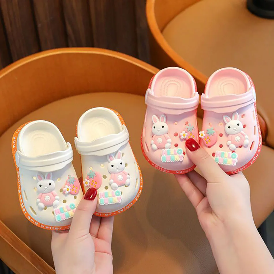 

Fun and Comfortable Kids Summer Playtime Clog Slippers with Holes Soft Soled Non Slip Cartoon Casual Shoes for Unisex Children