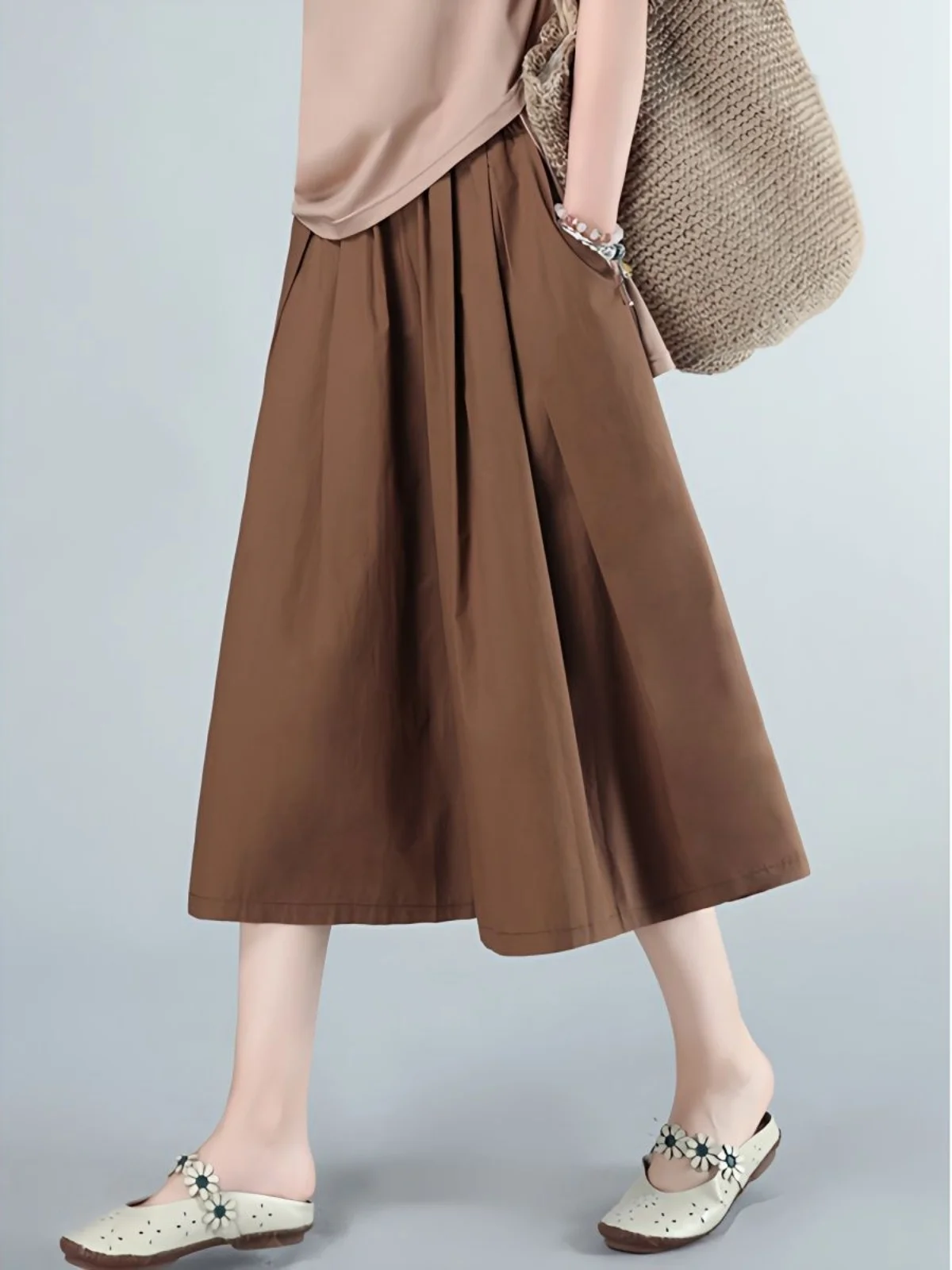 

Pure Cotton Wide Leg Pants Skirt Casual Loose Women's High Waist A-Line Midi Skirt Versatile Summer New Arrival