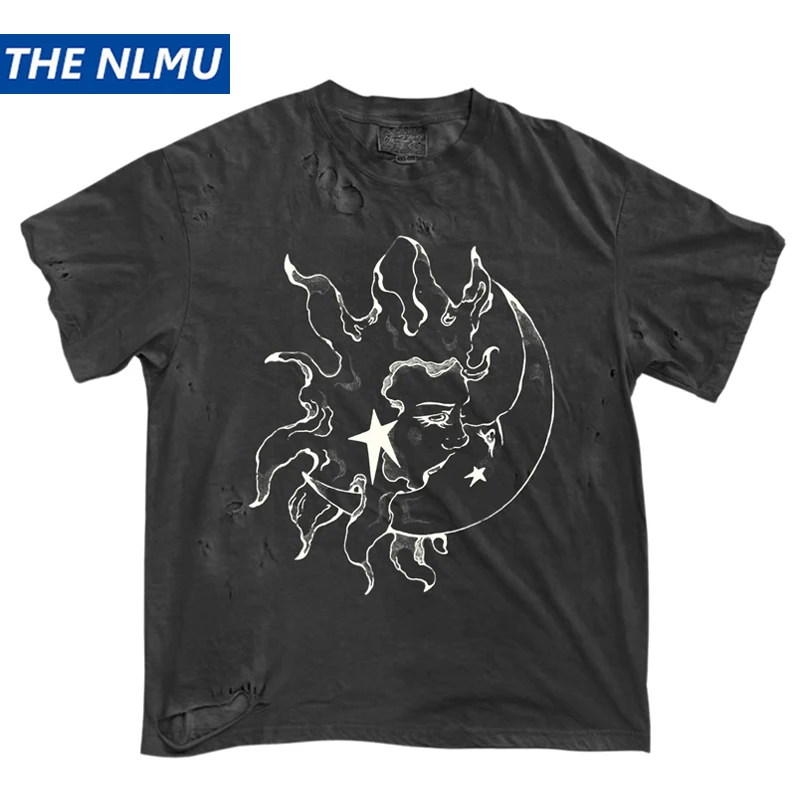 

Retro Graphic Ripped T Shirt 2025 Vintage Distressed Short Sleeve T-Shirt Grunge Style Casual Tee Tops Unisex Y2K 100% Cotton