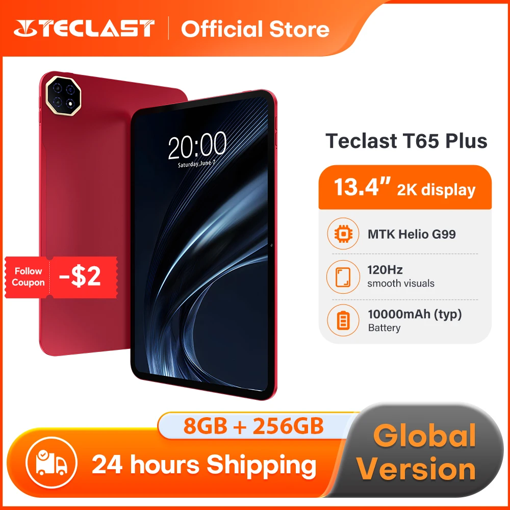 Teclast T65 Plus 태블릿 2025 13.4인치 120Hz 8GB 256GB Helio G99 13MP 카메라 10000mAh 배터리 안드로이드 15 태블릿 셀룰러 버전