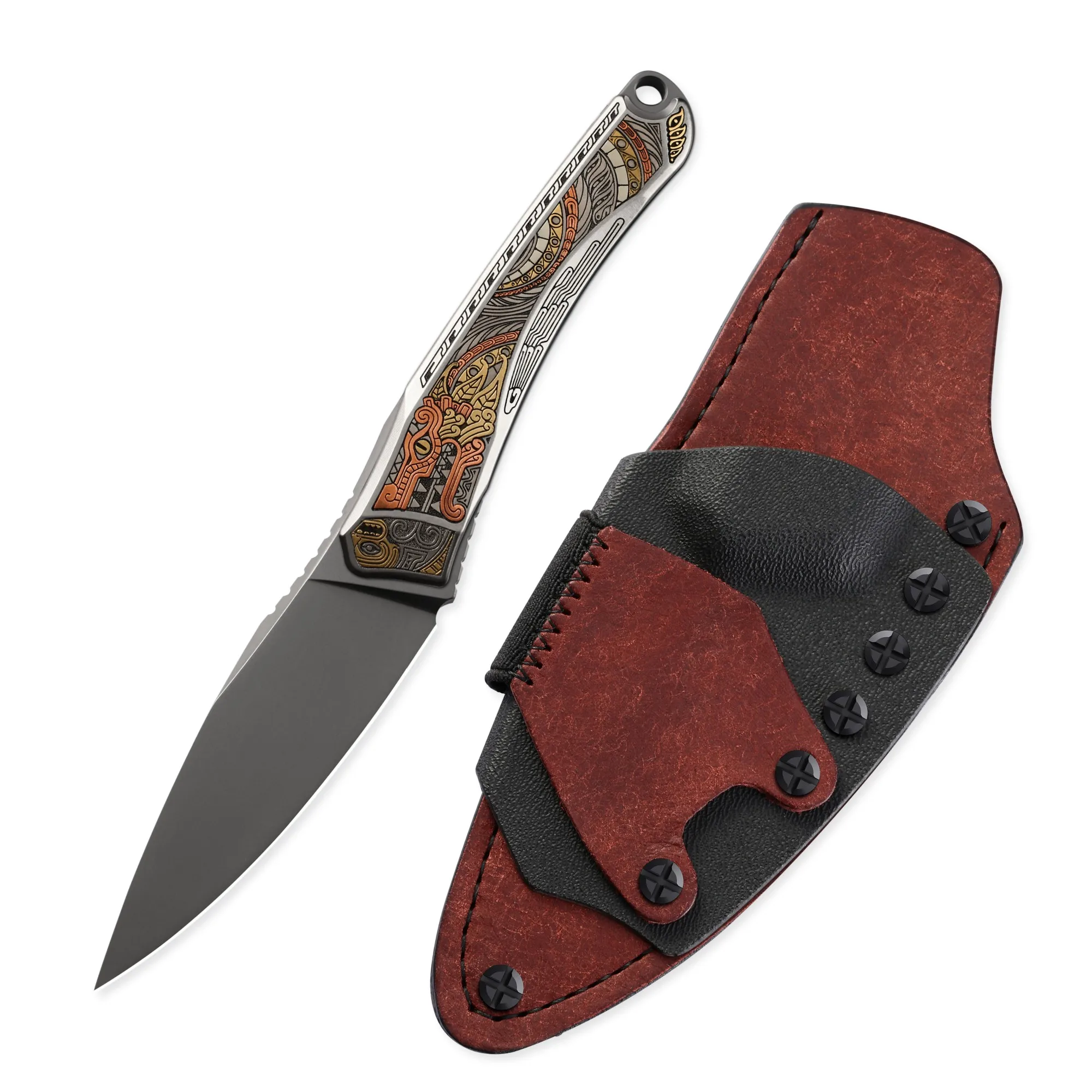C11 Quetzalcoatl Fixed Elmax Steel Blade Knife - Modular Custom with 576 Combos 3-Layer Design Maya Engraving,