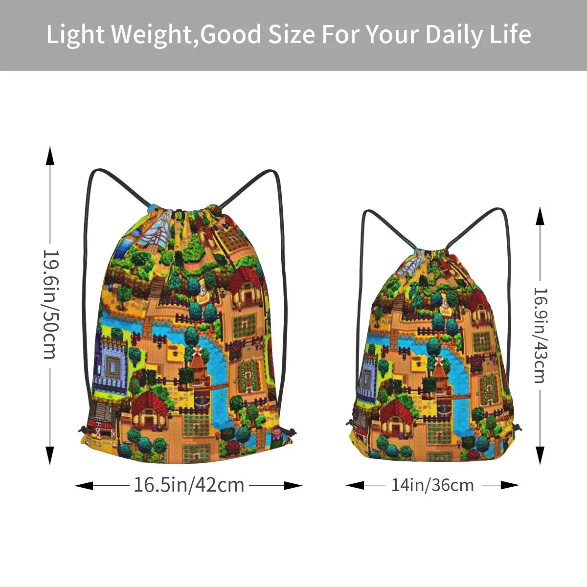Stardew Valley Map Backpacks Multi-function Drawstring Bags Sports Bag Book Bags for Man Woman School