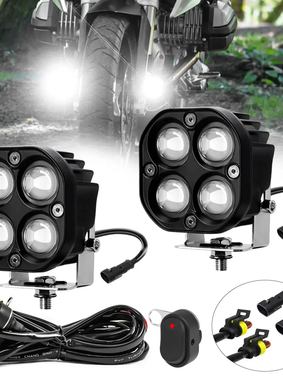 AliExpress NONE Motorcycle LED Auxiliary Headlight High Led Lighthouse 3000k/6000k 120W 6000K for ATV Truck Dirt Bike SUV UTV
