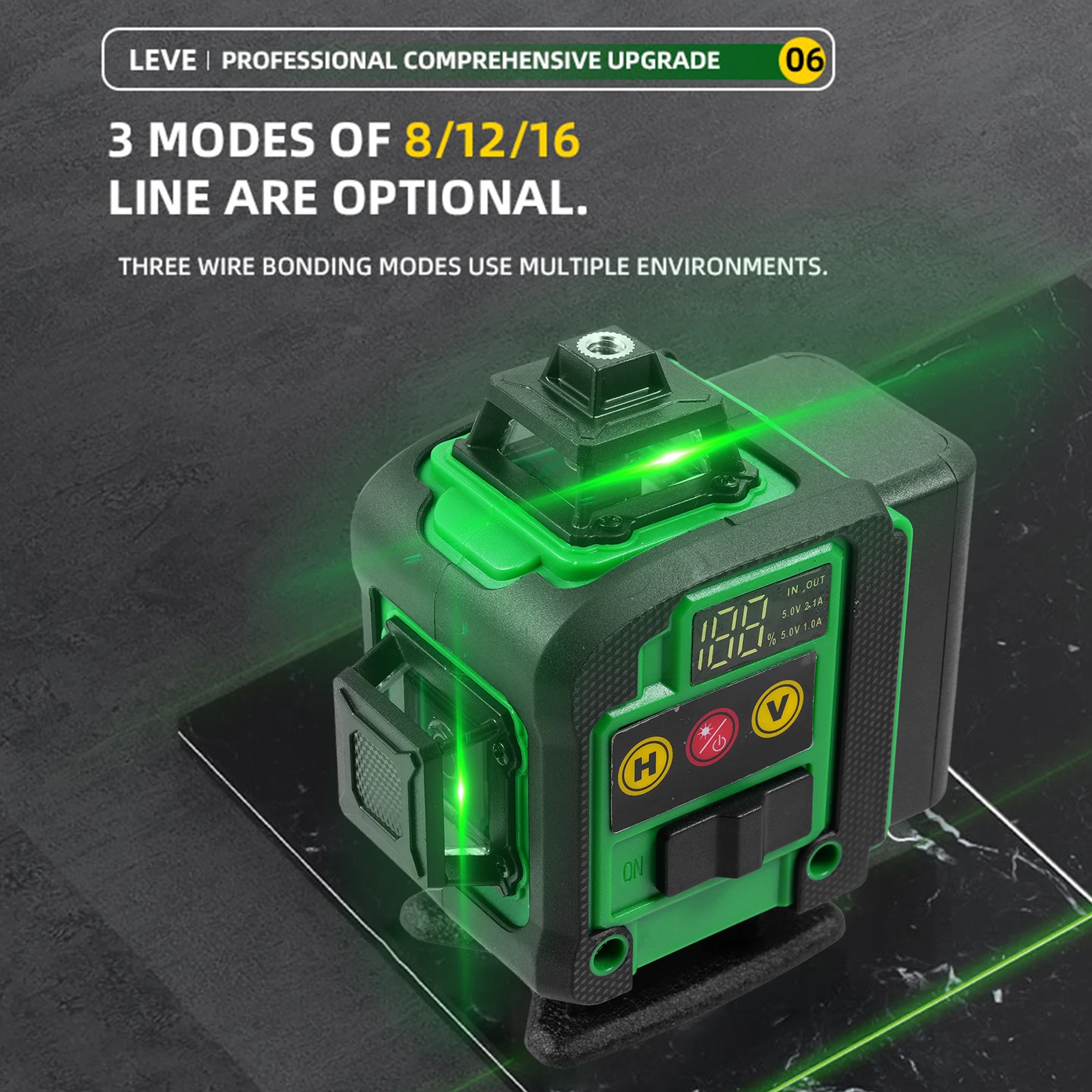 

Multifunctional 4D 16 Lines Level Self Leveling Function Leveling Tool Vertical Horizontal Oblique Line with Tripod
