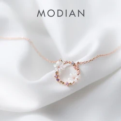 Modian New Arrival Real 925 Sterling Silver Ceramics Enamel Charm Rose Gold Color Necklace Pendants For Women S925 Fine Jewelry
