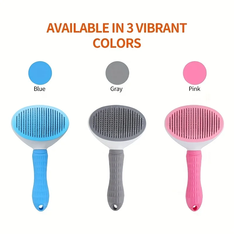 One-Click Pet Hair Removal Comb for Effortless Grooming of Dogs and Cats - Float Hair Removal Slicker Brush with Automatic Funct