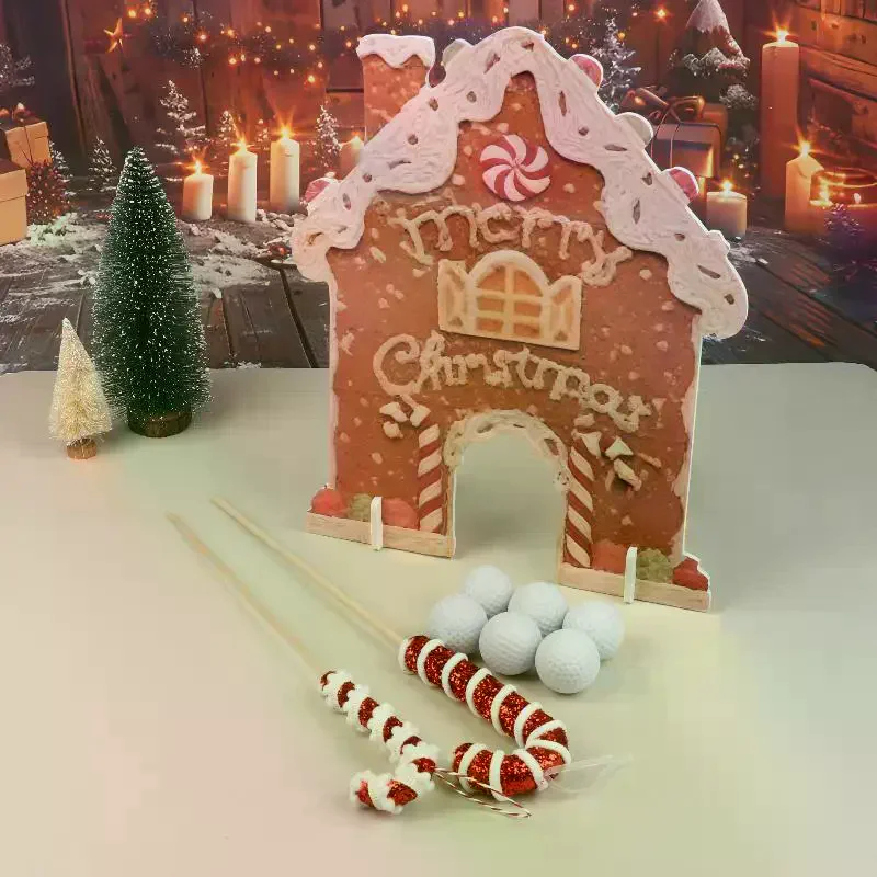 Мини-пряничный игровой набор для гольфа, забавная деревянная рождественская игрушка, мини-праздничный домашний гольф с праздничными препятствиями, игра для семейной вечеринки