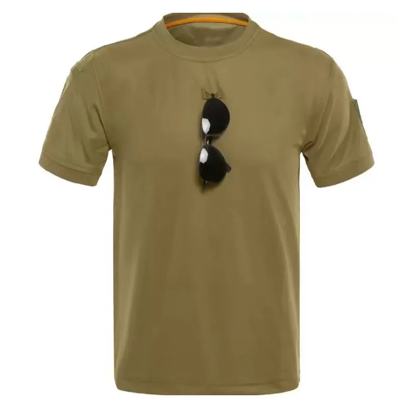 Herren Sommer Tops Schnell Trocknend T-Shirt Camping Wandern Klettern Taktische Militärische Pullerover Kampf Oansatz Revers Tees Atmungsaktiv