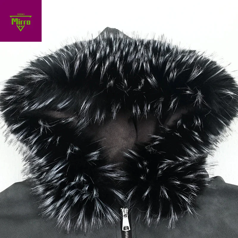 남성 겨울 자켓 퍼 칼라 PU 가죽 파카 코트 빈티지 플러시 따뜻한 자켓 아우터웨어