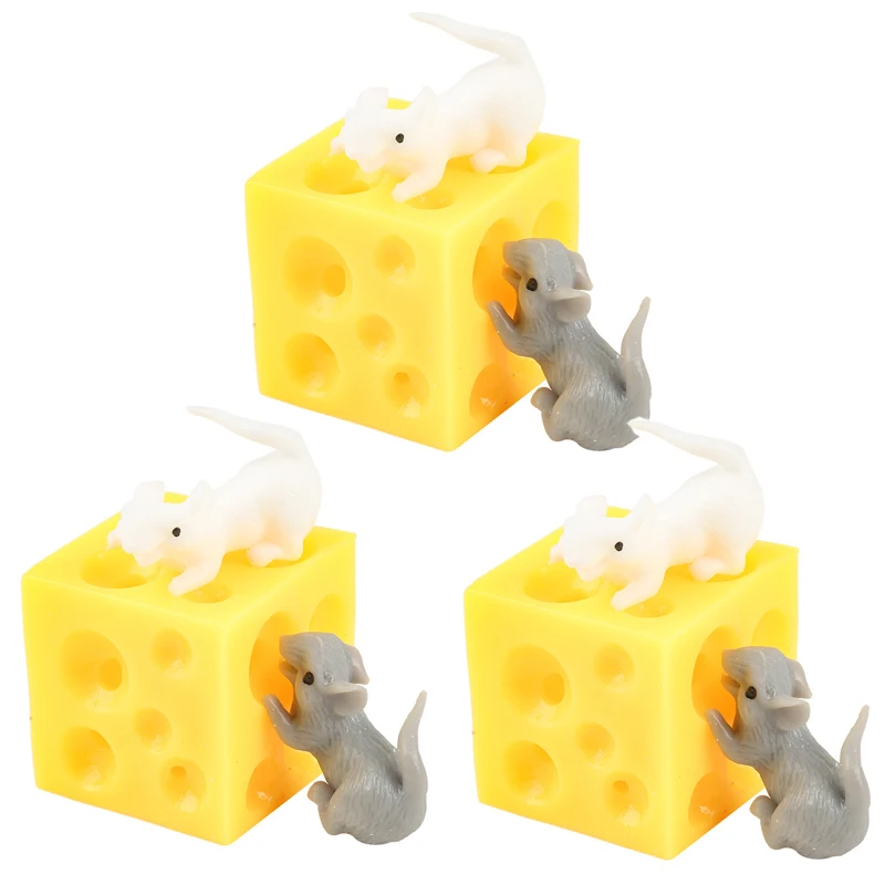 Squeeze Mouse in Cheese Sensory Fidget Stress Relief Adhd Autism Anxiety Therapy Kids Toys Funny Novelty Gifts
