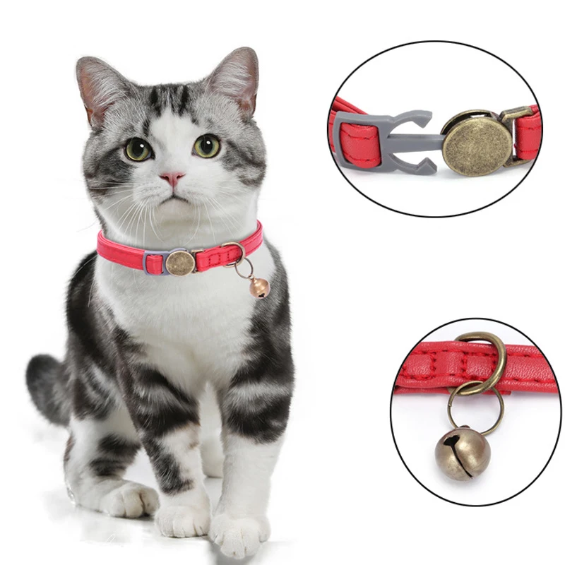 Personalized Dog Collar Adjustable Anti-lost PU Leather Pet ID Name Necklace Collars for Small Medium Dogs Cats Pet Supplies