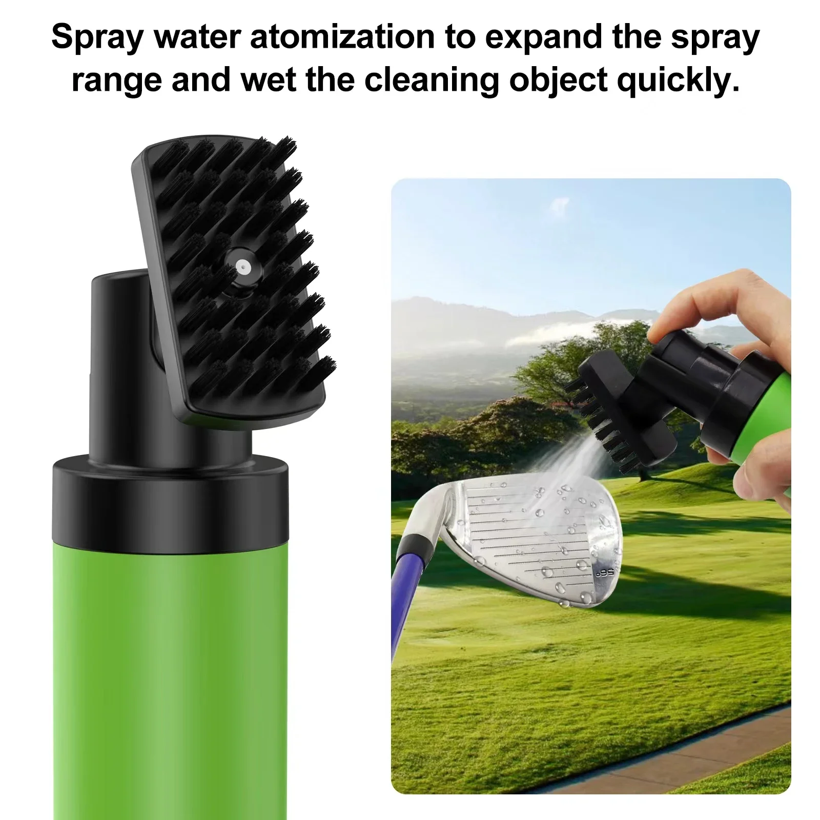 

Golf club head cleaning brush retractable spray bottle - wide cleaning range - portable leak proof water reservoir