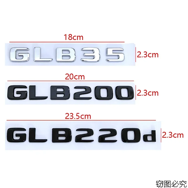 ABS Car Letter Badge Rear Trunk Sticker Accessories for Mercedes Benz GLB220d GLB180 GLB200 GLB35 W212 W111 W202 W203 W205 W164