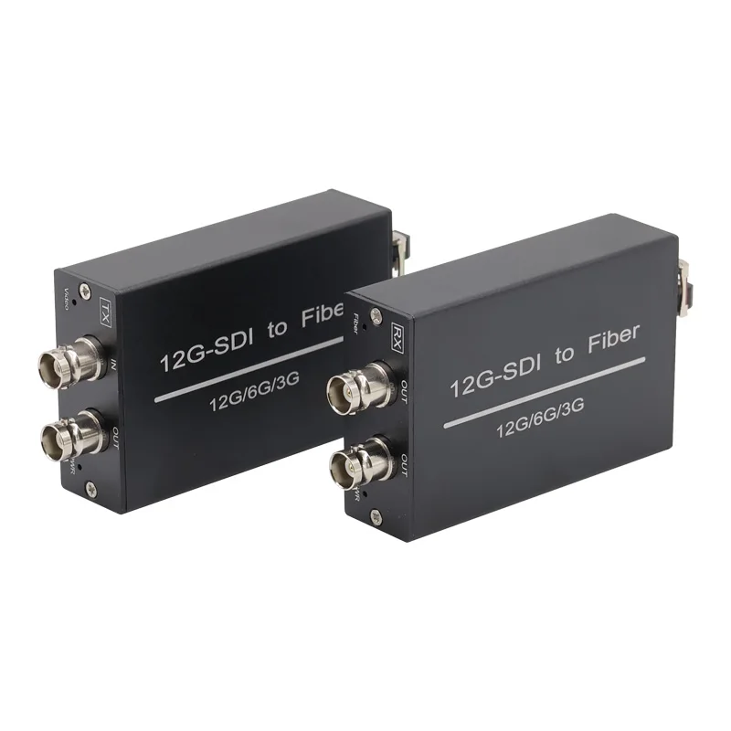 1-Channel 12G-SDI Fiber Optic Converter 4K60Hz SMPTE 2082 UHD Video Transmission Dual SDI Outputs + Loop 12G SDI Fiber Extender
