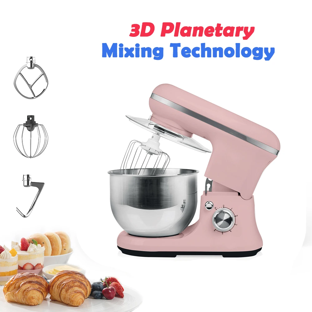 -Smooth Mixing 6 Speed Scraper Baking Equipment Cake Bakery Ingredients Food Blender Batedeira Dough Stand Mixer