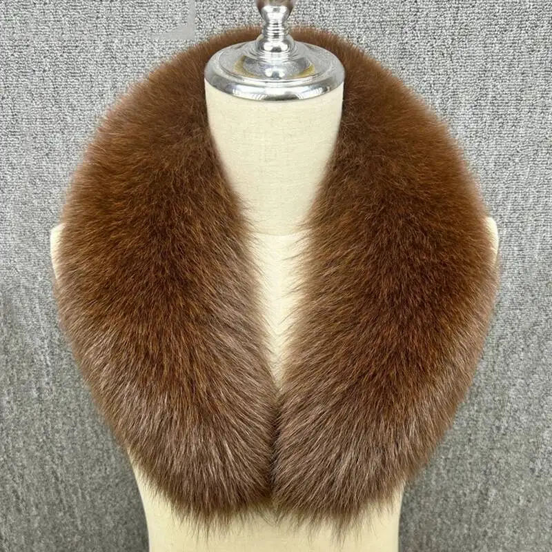 

Winter Real Fox Fur Collar Women Natural Fur Scarf Fluffy Neck Warmer Scarves Luxury Shawls Trim Strip Plush Large Size Woman