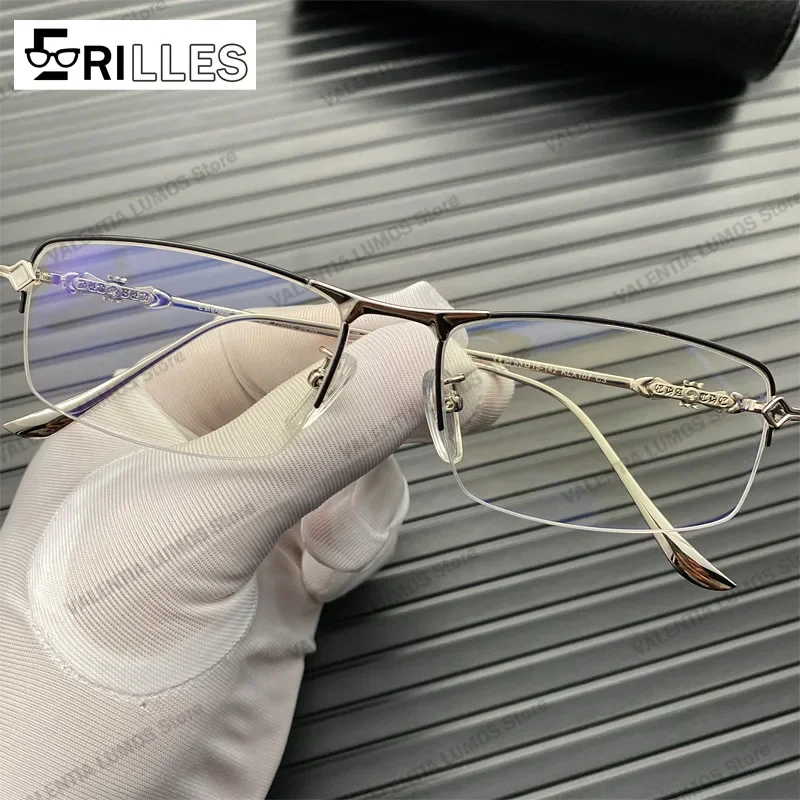 Erilles Anti Blue Light Glasses Temperament Ultra-light Half-frame Business Men's and Women's Glasses Can Be Matched with Myopia