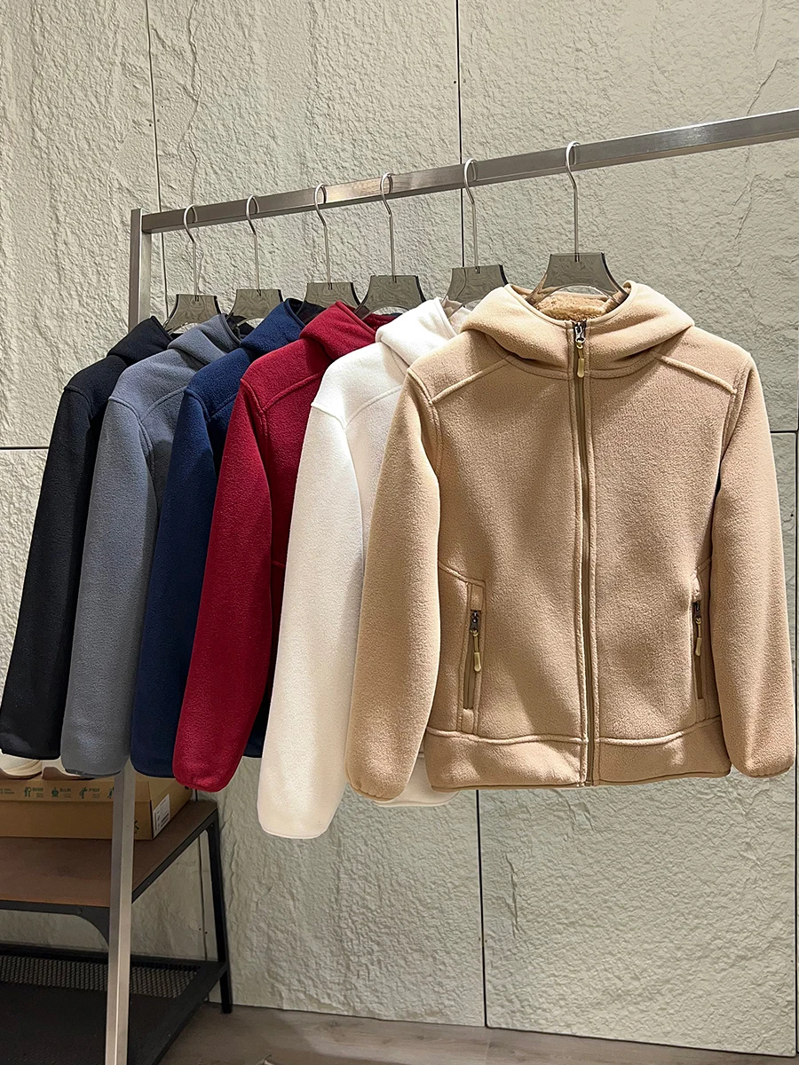 

Thickened Fleece Hoodie Sweatshirt for Men Winter Warm Outerwear Casual Loose Fit Zipper Closure Long Sleeve Youth Fashion