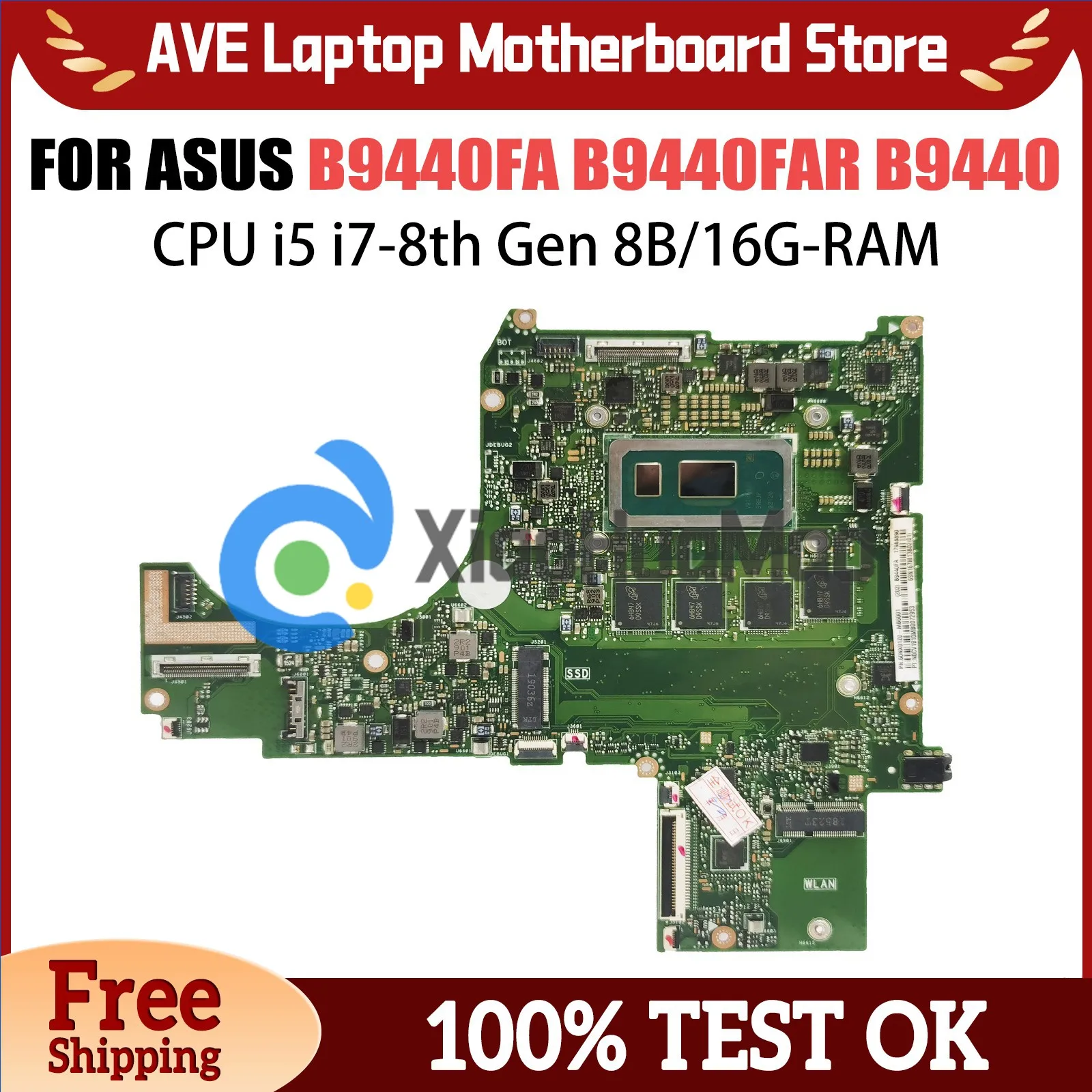 Mainboard For ASUS B9440 B9440FAV B9440FA B9440FAR B9440FAM B9440UA Laptop Motherboard with I5 I7 8th Gen CPU 8GB 16GB RAM