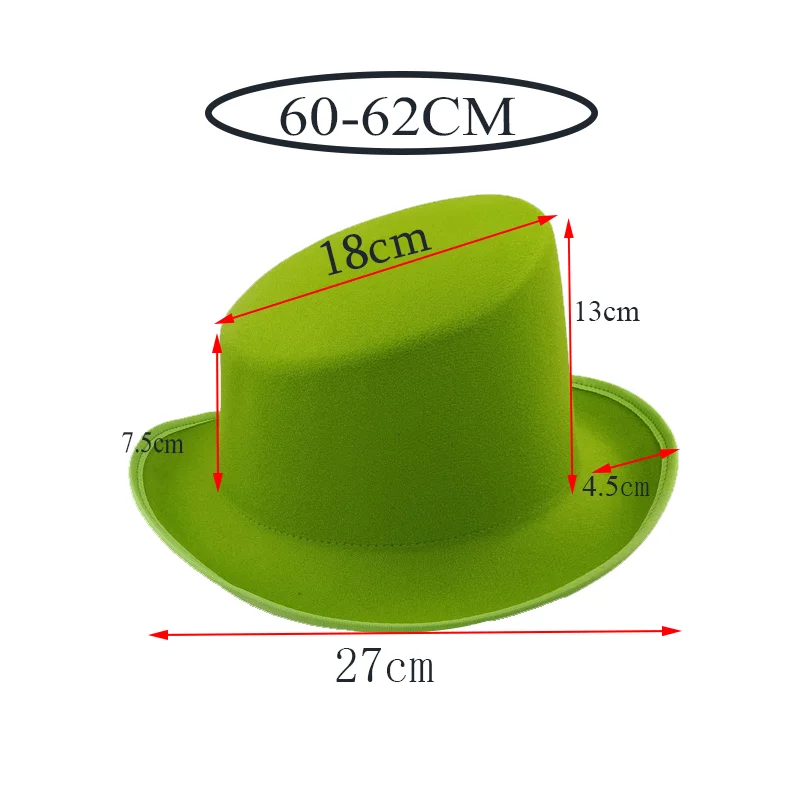 Extra Large Size High Top Gentleman Derby Hat Fedora Hat Men's and Women's Gentleman Colorful Bevel Top Hat Felt President Hat