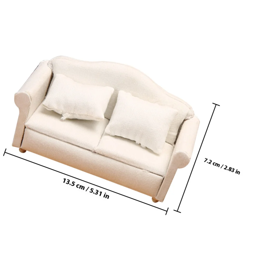 Mini Simulated White Fabric Sofa 1 Piece Sturdy Construction Not Easy to Deform for Mini House Decor Adorable Tiny Couch