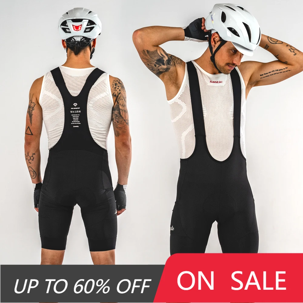 

Santic мужские велосипедные шорты с нагрудником, летние велосипедные шорты, дышащие велосипедные шорты с ремешком MTB, губчатая подушка на большие расстояния TM3C05174